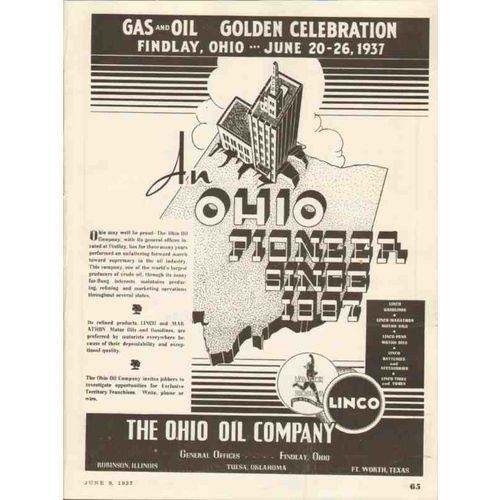 OHIO OIL COMPANY 1937 Linco Marathon Gas Golden Celebration vintage ad