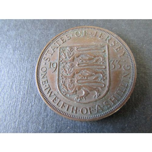1933 GEORGE V STATES OF JERSEY ONE TWELFTH OF A SHILLING FREE POST. AAZ