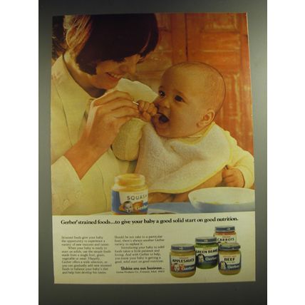 1974 Gerber Strained foods Ad -To give your baby a good solid start
