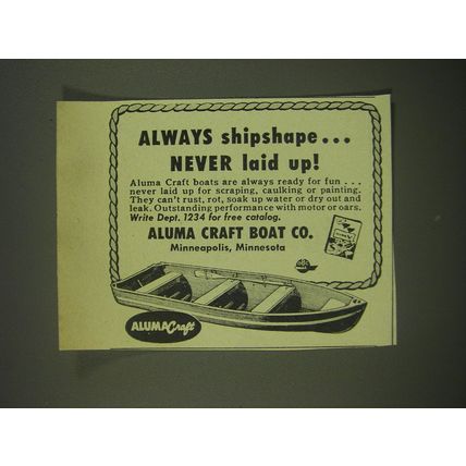 1952 Aluma Craft Boats Advertisement - Always shipshape Never laid up