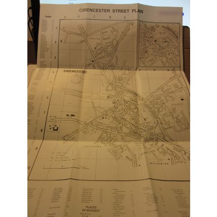 CIRNENCESTER, GLOUCESTERSHIRE Street Plan vintage 1984 sheet map Tourist Imfor #