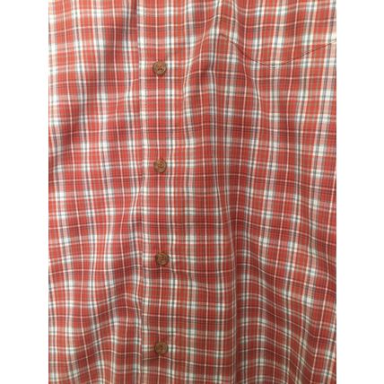 Wrangler Men's Orange Plaid Shirt Button Down Shirt Wrinkle Resistant Collar