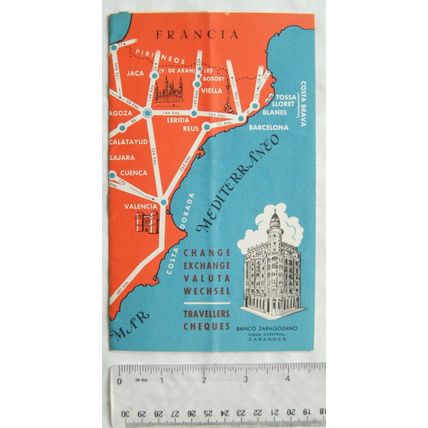 Vintage leaflet: Banco Zaragozano, useful travel information for Spain