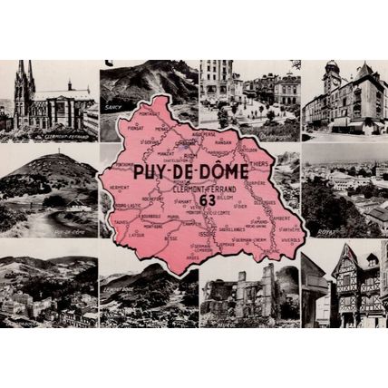 Puy De Dome French Map 1950s Real Photo Postcard