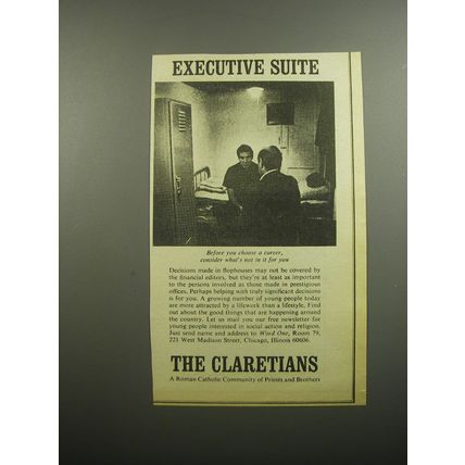 1974 The Claretians Roman Catholic Community Advertisement - Executive Suite