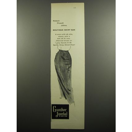 1955 Gunther Jaeckel Advertisement - Robert Powell Johns Boutique Skirt $25