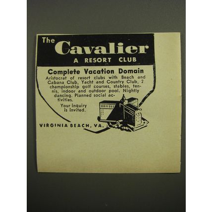 1955 The Cavalier Resort Advertisement - Complete Vacation Domain