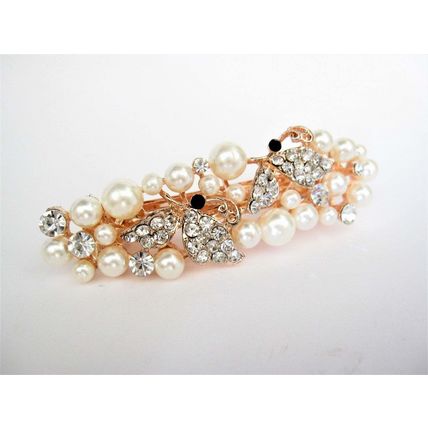 Pearl and crystal gold hair barrette clip bridal clip bridal barrette