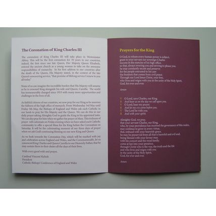 The Coronation of King Charles III (& Queen Camilla) Catholic Prayer Leaflet