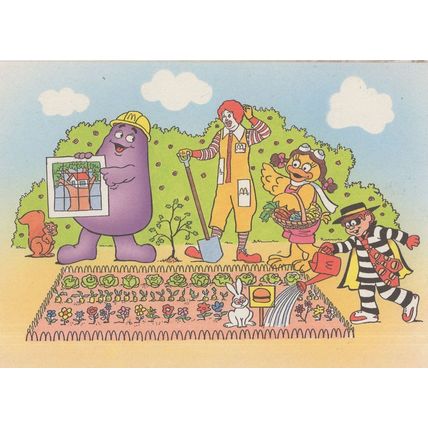 Ronald MacDonald Working On Garden Macdonalds Restaurant Postcard