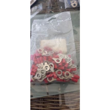 1.5mm Red Insulated Ring Terminals 6.4mm Hole (1x 100)