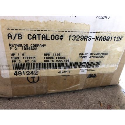 NEW 1329RS-KA00112FCF 3PHASE ALLEN BRADLEY MOTOR 1HP,BULLETIN 1329R,TB