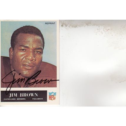 JIM BROWN 1965 AUTOGRAPHED CLEVELAND BROWNS HOF WORLD CHAMPION RUNNING BACK CARD