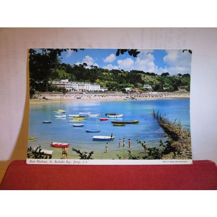 BOAT HARBOUR, ST BRELADES BAY, JERSEY. Channel Isles used postcard 1965 pm =
