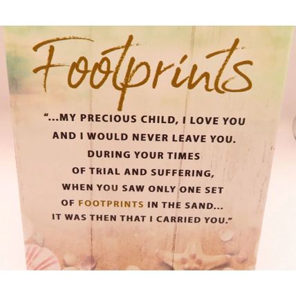 Footprints Prayer Plaque Wall & Standing with Gift Home Decor 14 CM Christian