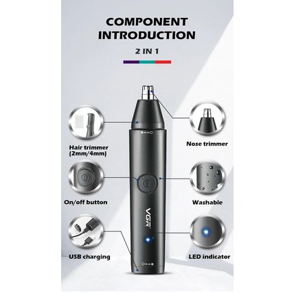 VGR Nose Hair Trimmer Mini Hair Trimmer Electric Nose Shaver Washable V-613