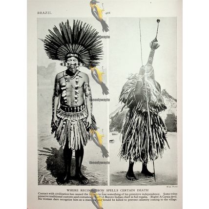 Boro & Caraja Men, Brazil (Aboriginal Indian On Back), Book Illustration, c1920