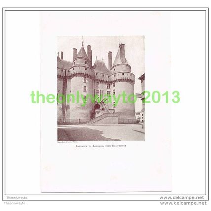 ENTRANCE TO LANGEAIS, WITH DRAWBRIDGE, FRANCE, PHOTO PRINT, 1911