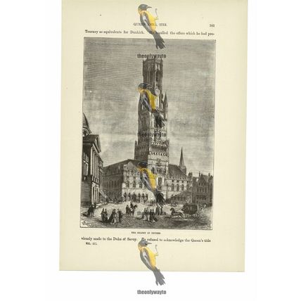 Bruges, The Belfry, Belgium, Book Illustration (Print), c1870