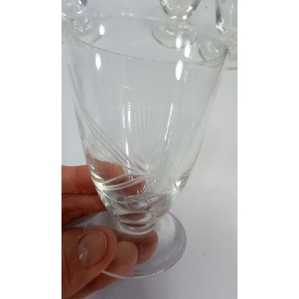 Crystal Juice Glass Goblet Set of 5 Glasses Vintage - 3 3/4"