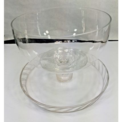 Anchor Hockings Glass Cake Stand Pedestal Footed Large Punch Bowl Chip & Dip