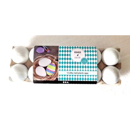 Easter Eggs 12 Silky Matt Plastic Craft Egg Set Bowl Fillers New Paint Your Own