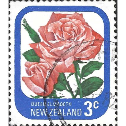 NEW ZEALAND, FLOWER, Rose Queen Elizabeth, blue 1979, 3c