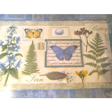 Melamine Serving Tray Blue Butterfly Flower Nature Collage Rectangle Shape