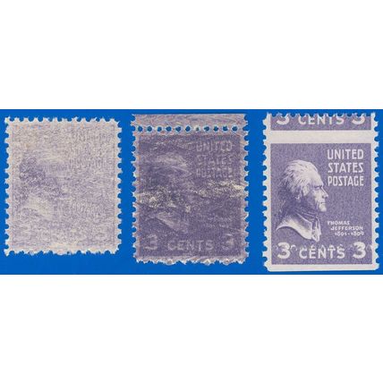 Scott #807 3 Singles, Underinked, Overinked & Misperfed 4 EFO Collectors! (SK)