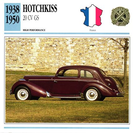 Collectors Club card. Classic Cars. Hotchkiss 20CV GS