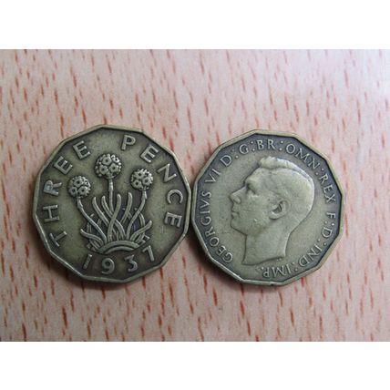 GB 1937 George VI Brass Threepence 3d Coin