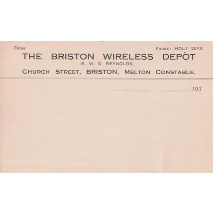 Briston Wireless Radio Depot Melton Constable Cambs Vintage Postcard