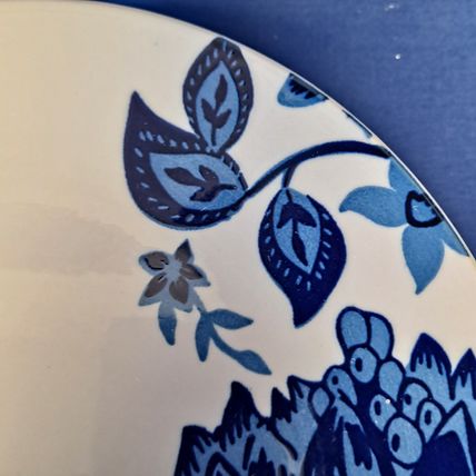 Lot 4 Royal Norfolk BLUE FLORALSalad/Dessert PLATES 10 1/2" Flowers Stoneware