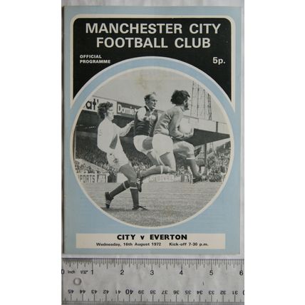 1972 programme Manchester City v. Everton c/w unused voucher sheet