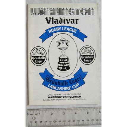 1987 programme Warrington v. Oldham, Lancashire Cup Round One