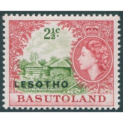 Lesotho 1966 2½c pale yellow-green & rose-red SG113B unused