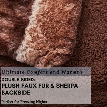 Tache Faux Fur Throw Blanket Brown 50 X 60 Inch Elegant Super Soft Warm Dark Gol