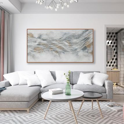 Abstract Wall Art Framed Home Artwork Decor Simple Modern Art Pieces with Gold a