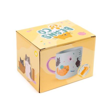 Cats Playing with Wool Mug Porcelain 9 CM Green Ceramic Tableware Gift