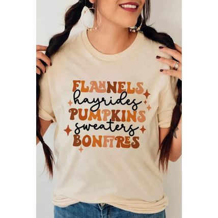 Khaki Flannels Hayrides Pumpkins Sweaters Bonfires Tee