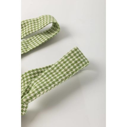 Green Gingham Wide Leg Loose Overall with Pockets