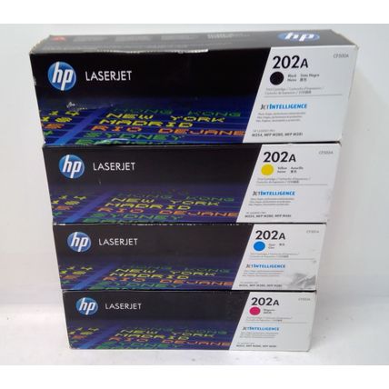 New HP 202A Genuine HP 4pk Toner Cartridges Black, Cyan, Yellow, Magenta