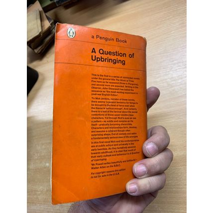 1962 ANTHONY POWELL "A QUESTION OF UPBRINGING" PENGUIN FICTION PB BOOK (P2)