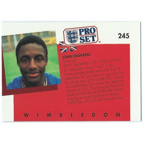 1990/1991 Pro Set Footbal - #245 - John Fashanu