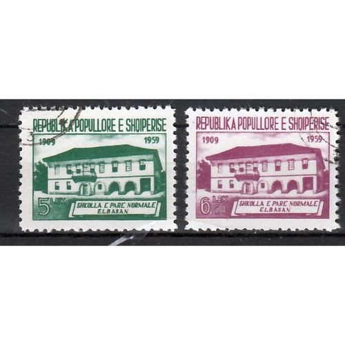 Albanie mi 607,608 School gestempeld
