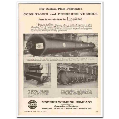 modern welding company 1959 code tanks pressure vessels oil vintage ad