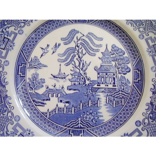 Ironstone England blue and white porcelain plate-dish,set of 4 pieces,Willow