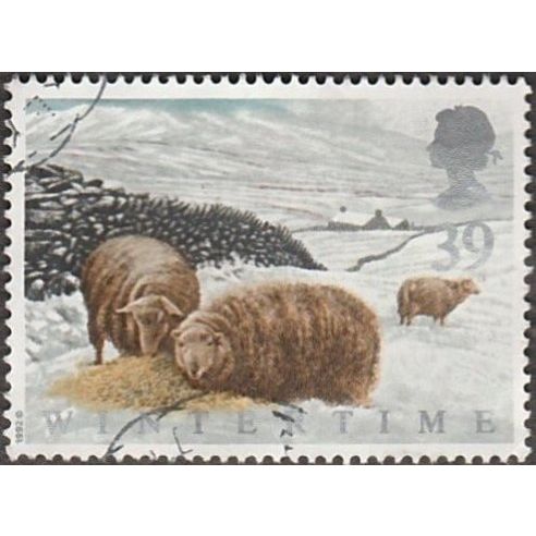 1992 Four Seasons, Wintertime, 39p Welsh Mountain Sheep Fine Used.