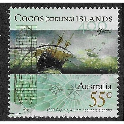 CKI 2009 55c 'ENGLISH EAST INDIAMAN' FINE USED (EBID70-982)