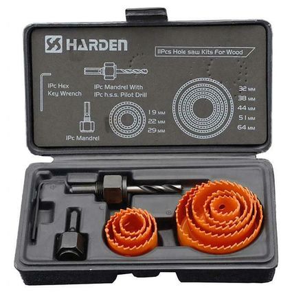 HARDEN wood hole saw set 11 Pcs 19-64mm hardness:46-63HRC ( HAR 610546 )